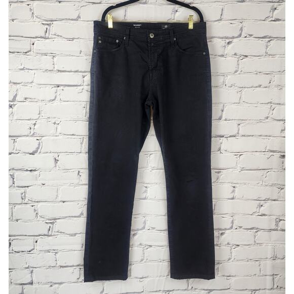 Ag Adriano Goldschmied Everet Slim Straight Jeans Mens 33/32 Black Blokecore - Picture 1 of 13